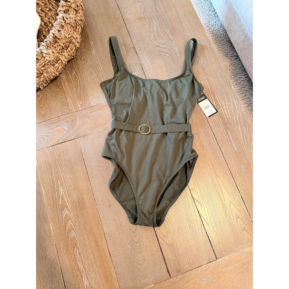 Lauren Ralph Lauren Other - Lauren Ralph Lauren Belted One Piece Swimsuit Womens Olive Green Size 8 NEW